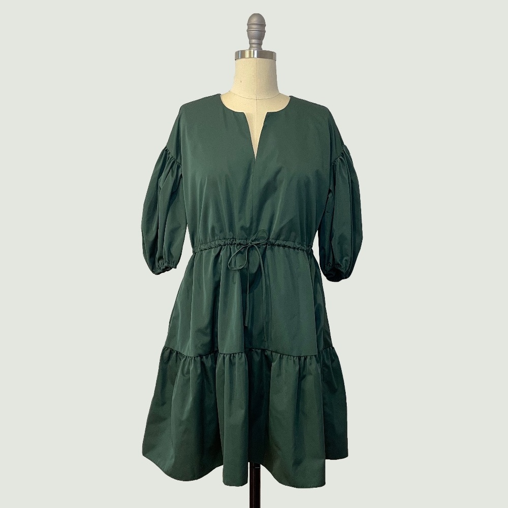 Amanda Uprichard - Dark Green Smock Dress - NWT